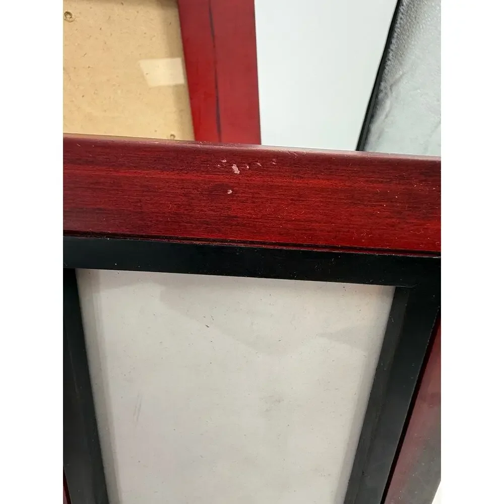 Wood Picture Frame Lot 4 Red Cherry Mahogany Tone 5x7 4x6 Oval Tabletop Decor